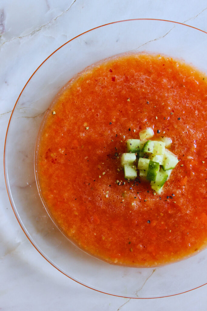 overhead image of andaluzian gazpacho