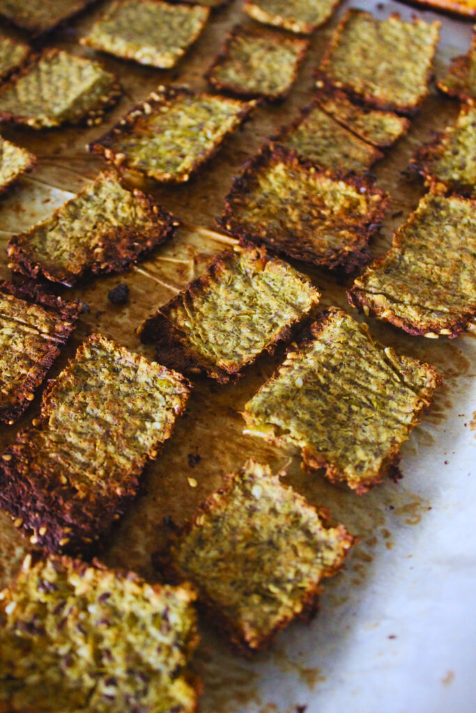 image of pulp crackers fresh out of the oven on a baking sheet