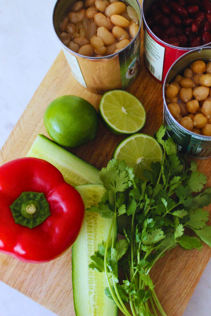overhead image of ingredients to make this bean salad recipe