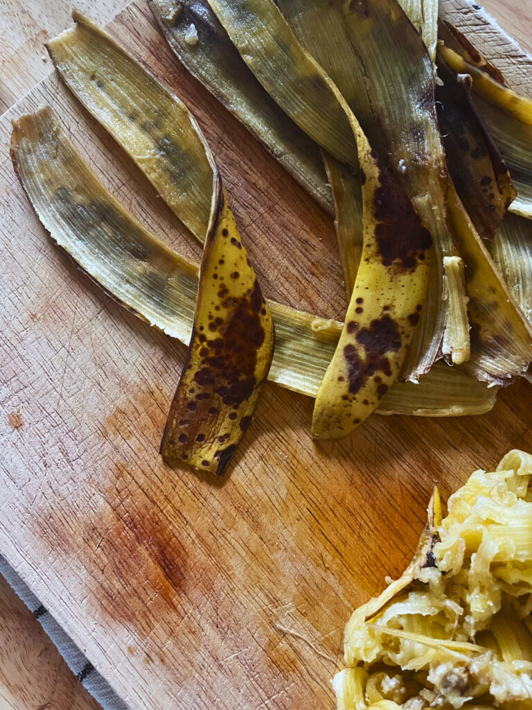 Image of banana peels for banana peel bacon recipe
