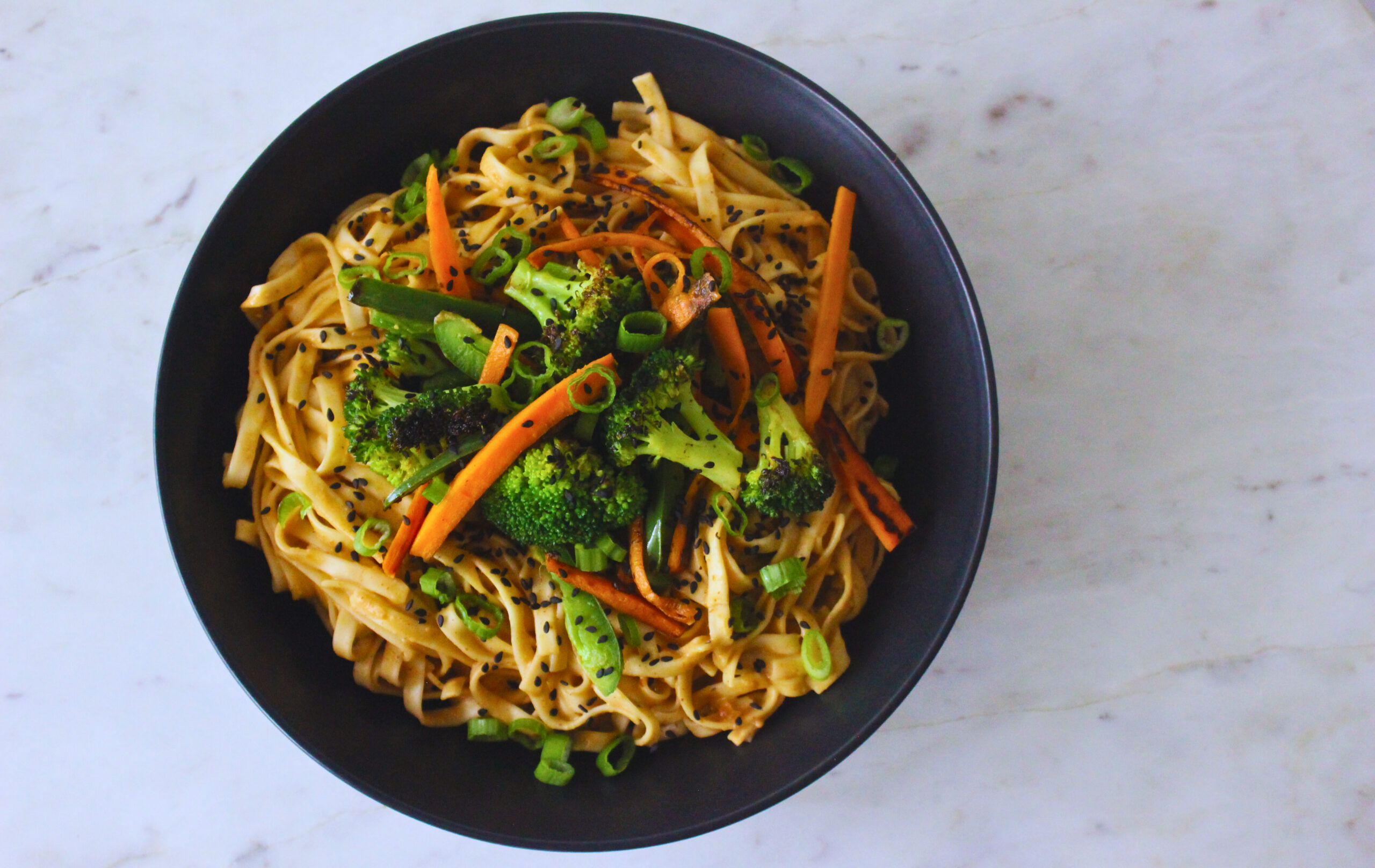 peanut noodles with veggies