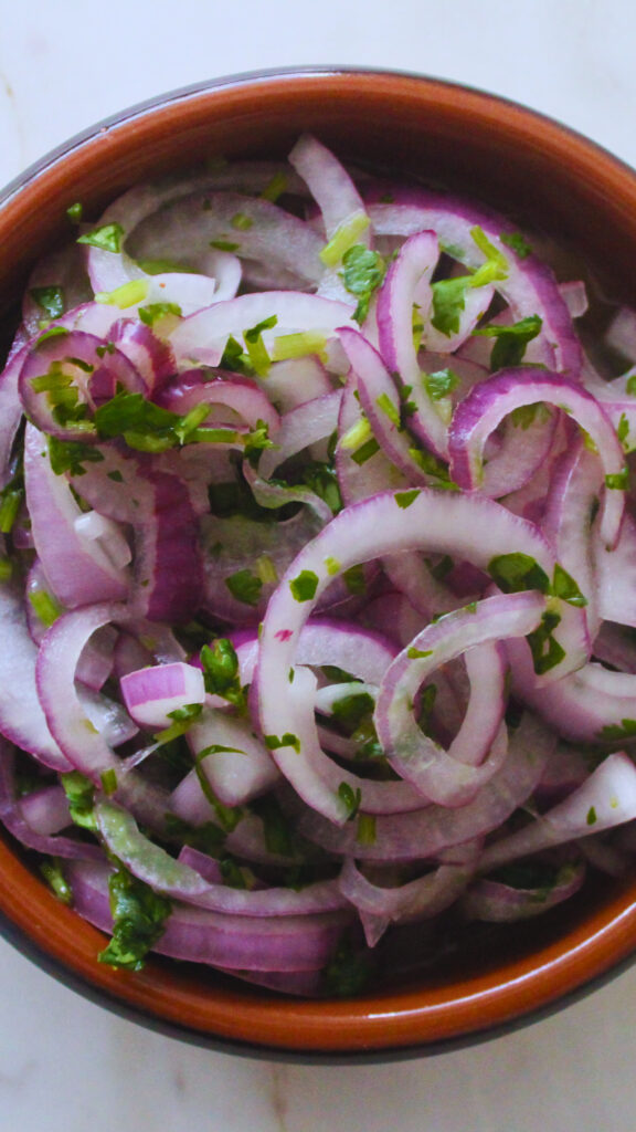 overhead image of Peruvian salsa criolla