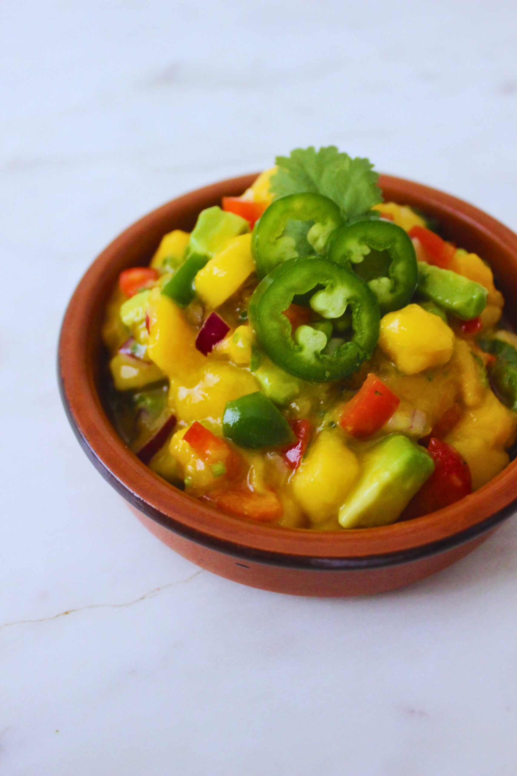 image of diced mango avocado salsa with jalepenos