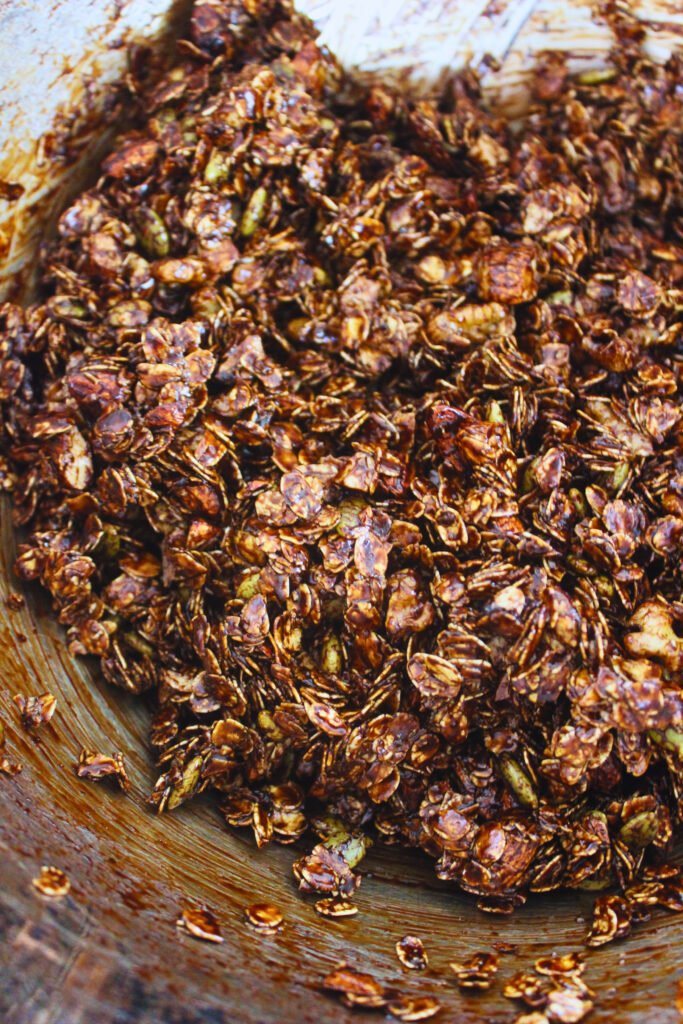 image of oats and nuts combined to make granola