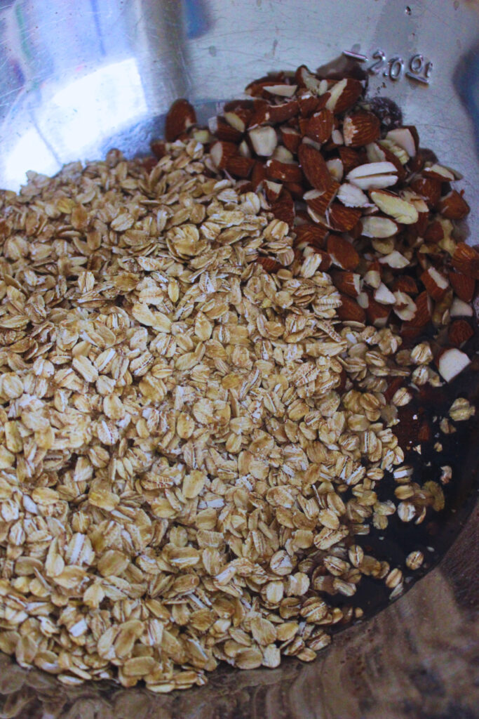 image of oats and nuts for homemade chocolate granola