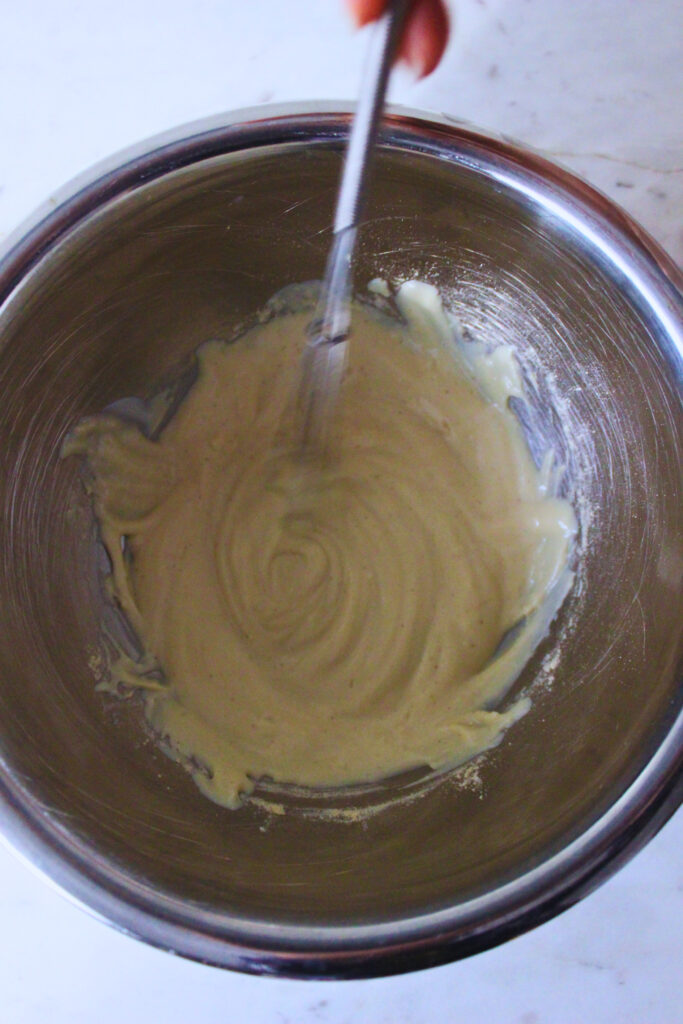 whisking yoghurt and protein powder