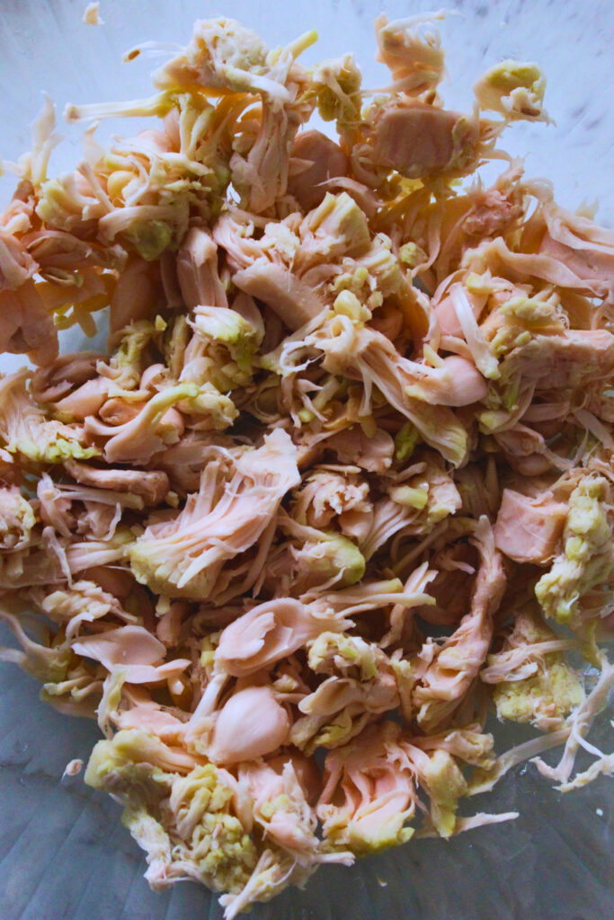 image of jackfruit that has been shredded 